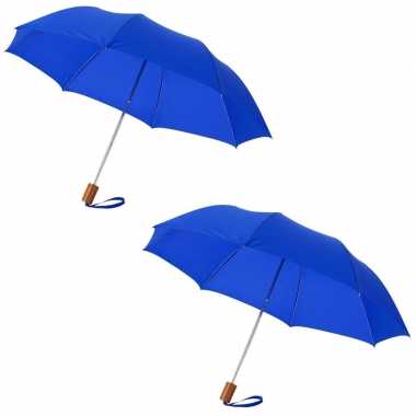 Set stuks compacte paraplus blauw