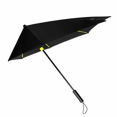 Windproof storm paraplu zwart/geel