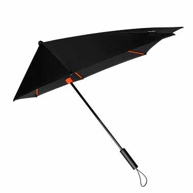 Windproof storm paraplu zwart/oranje