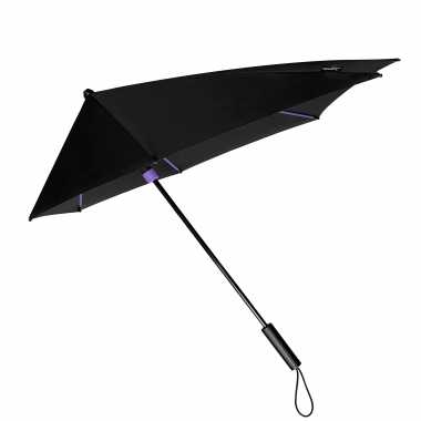 Windproof storm paraplu zwart/paars