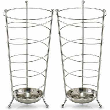 X metalen zilveren parapluhouders ,