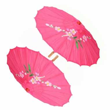 X stuks chinese deco paraplu fuchsia roze