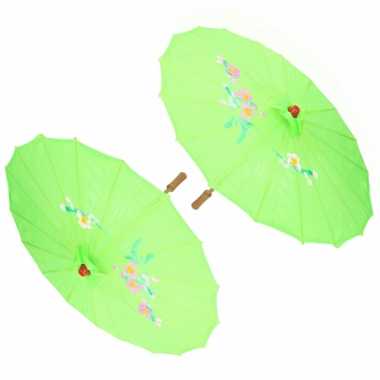 X stuks chinese deco paraplu groen