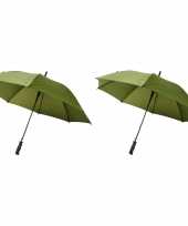 Set groene grote storm paraplus doorsnede stormproof