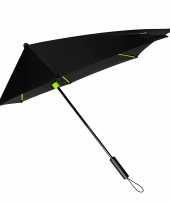 Windproof storm paraplu zwart lime groen