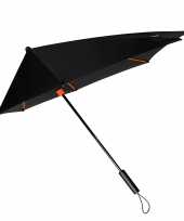 Windproof storm paraplu zwart oranje