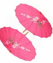 X stuks chinese deco paraplu fuchsia roze