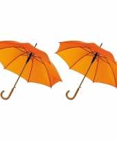 X stuks oranje paraplu gebogen houten handvat houten steel metalen frame